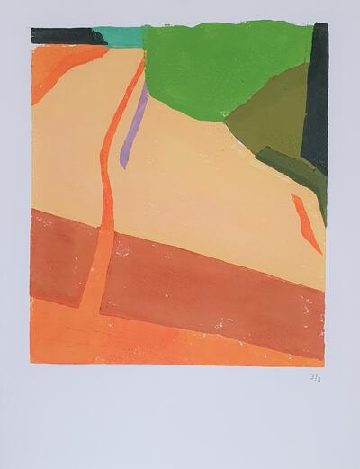 Dorine van der Ploeg linocut of a field III nr 3 32 x 28 cm 2021 ed3 lino op hahnemuhlepapier